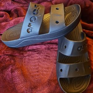 CROCS Black Two-Strap Slide Sandals